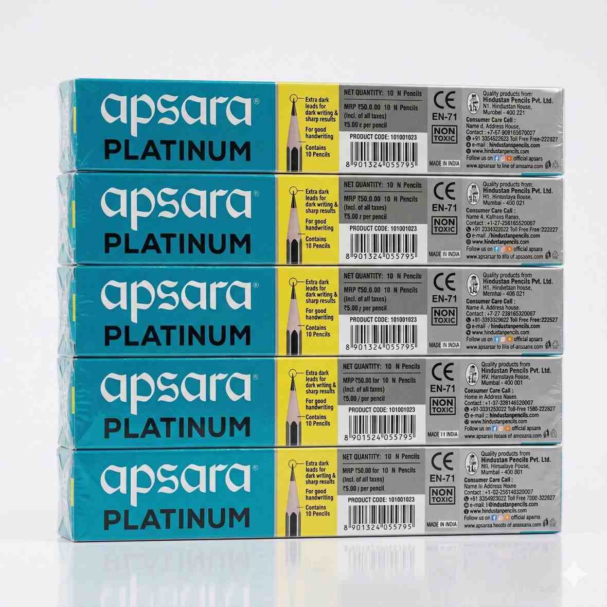 Apsara Platinum Extra Dark Pencils Pack of 10 (Premium Writing & Drawing)