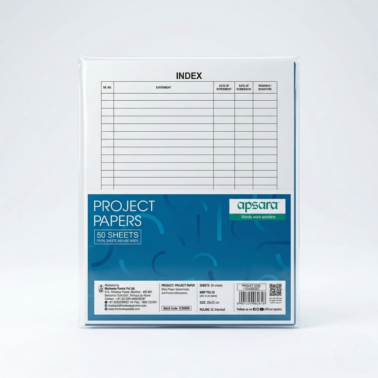 Apsara Project Papers (50 Sheets with Index – Ruled)